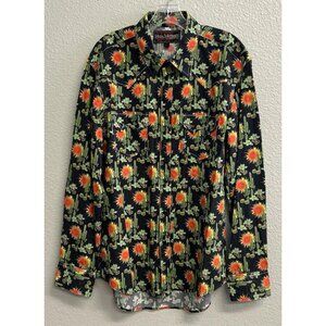 Rock N Roll Shirt Mens Large Black Pearl Snap Cactus Cowboy Western Funky